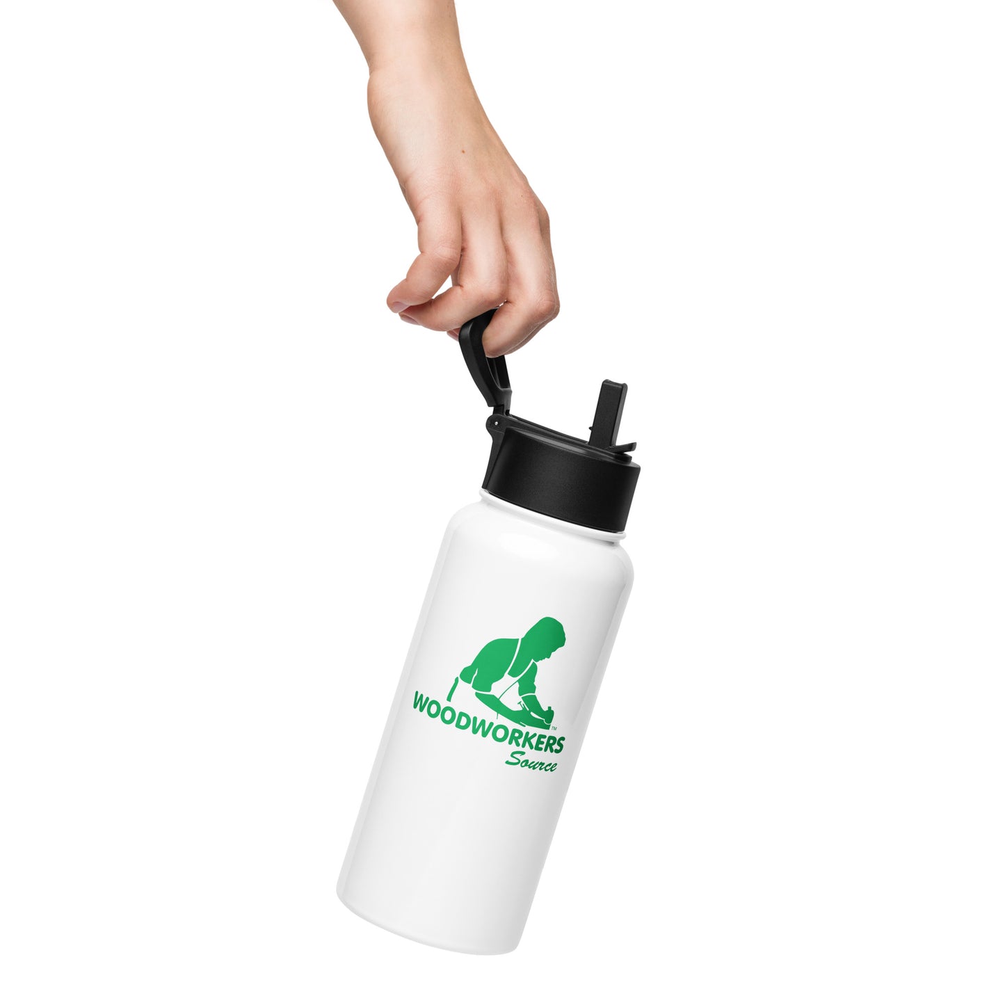 Stainless steel water bottle with a straw lid