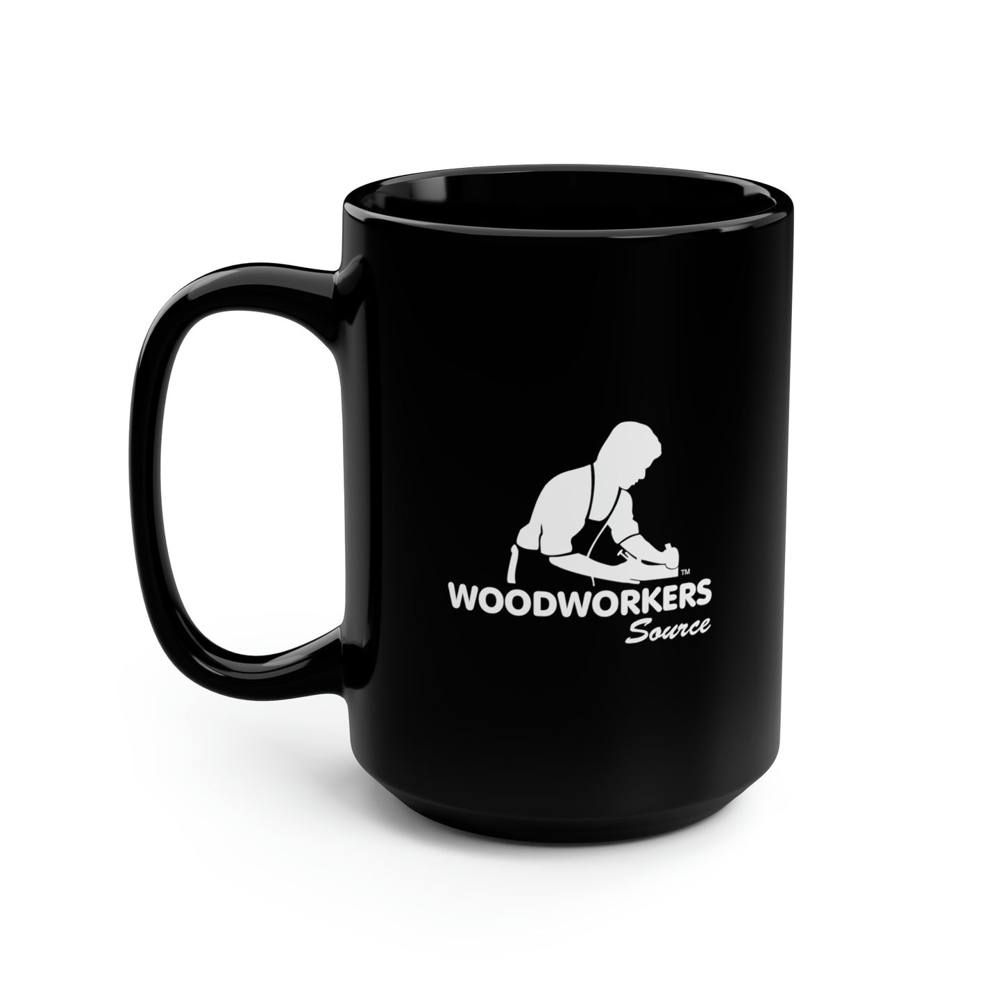 Woodworkers Source Black Coffee Mug, 15oz